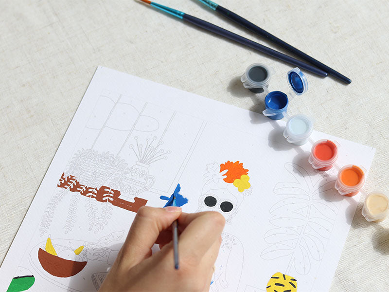 Coffret peinture au numéro - Petit Pinceau - La fille aux chats par Guillaume Denaudhome