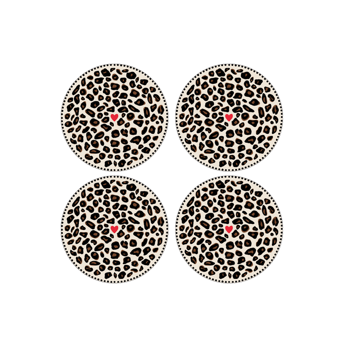 Set de 4 assiettes dessert léopard - D19cm