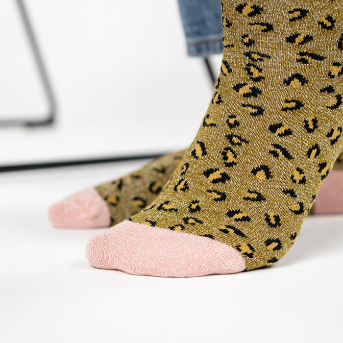 Chaussettes léopard pailletées