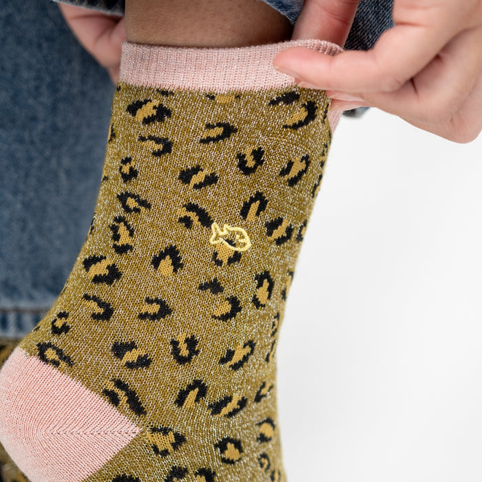 Chaussettes léopard pailletées