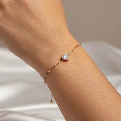 CORINNE - Bracelet en acier avec cœur zircon par DUESTELLE ITALIA • automne, bracelet, love, MOTHER