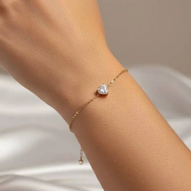 CORINNE - Bracelet en acier avec cœur zircon par DUESTELLE ITALIA • automne, bracelet, love, MOTHER