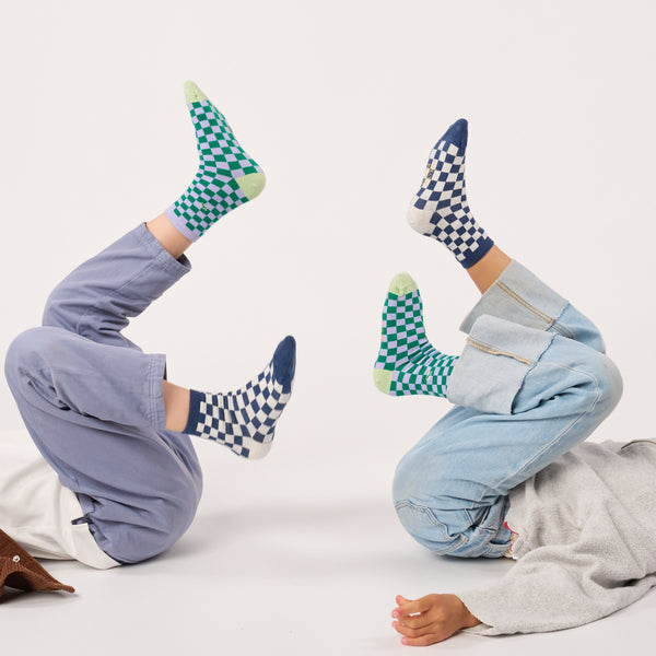 Chaussettes KIDS à Carreaux en coton peigné