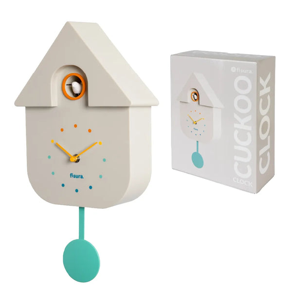 Horloge à coucou blanche avec cadran multicolore