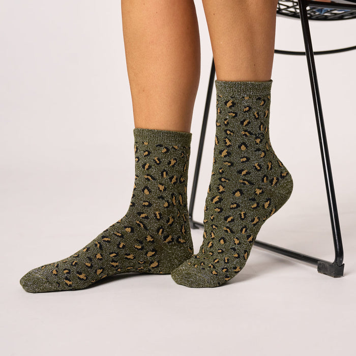 Chaussettes léopard pailletées