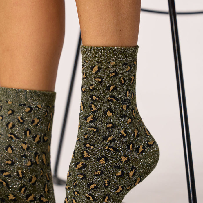 Chaussettes léopard pailletées
