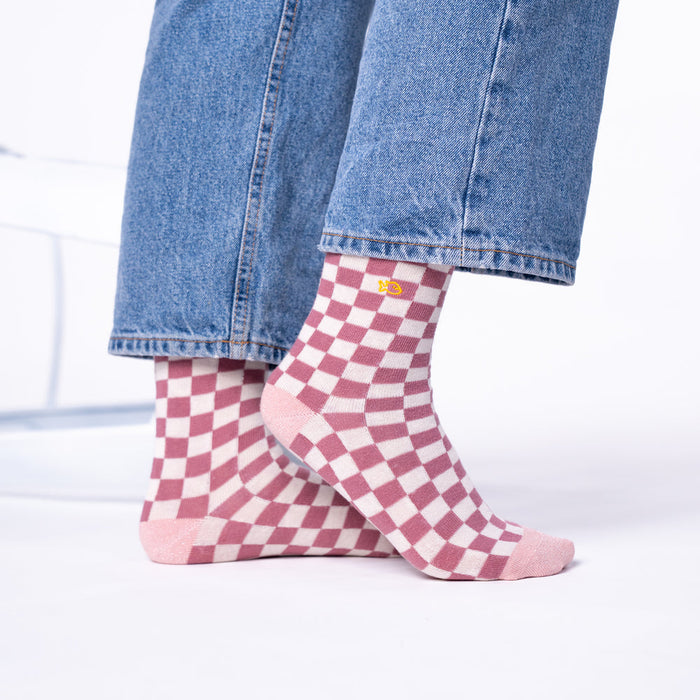 Chaussettes à Carreaux en coton peigné
