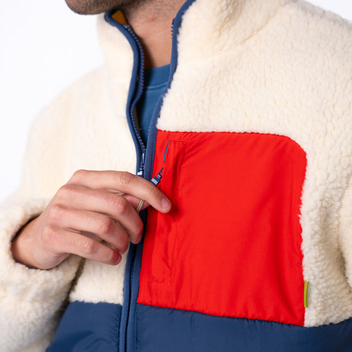 Veste bi-matières en sherpa - Ivoire et marine