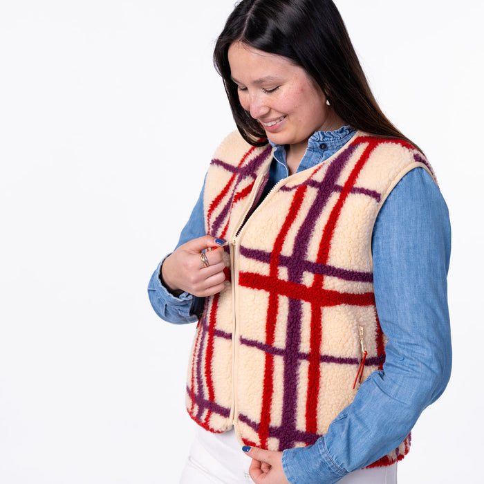 Veste en sherpa femme zippée sans manche