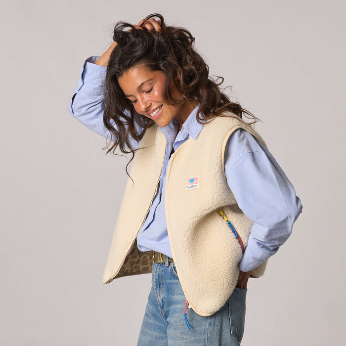 Veste en sherpa femme zippée sans manche