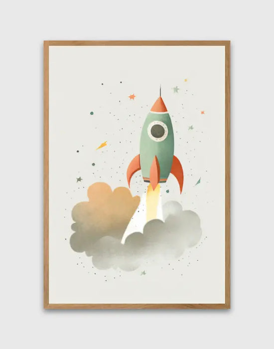 Affiche La fusée par DAVID & STUDIO • affiche, couleur, dinosaure, DINOSAURES, Décoration Murale