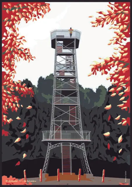 AFFICHE Tour du Belvédère Mulhouse par STUDIO 2920 • affiche, ALSACE, fabriqué à la main, handmade,