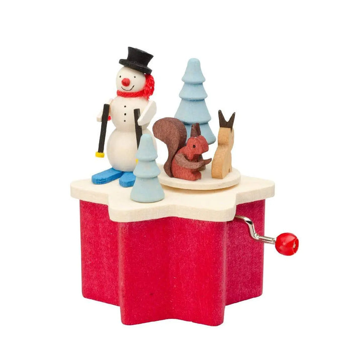 BOITE A MUSIQUE MANIVELLE -BONHOMME DE NEIGE par GRAUPNER HOLZMINIATUREN • accessoires, bois, boite 