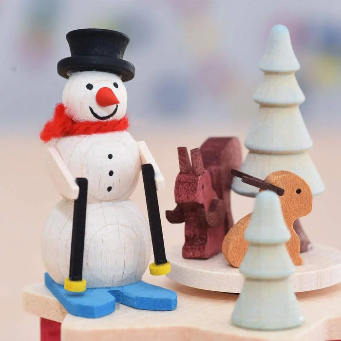 BOITE A MUSIQUE MANIVELLE -BONHOMME DE NEIGE par GRAUPNER HOLZMINIATUREN • accessoires, bois, boite 
