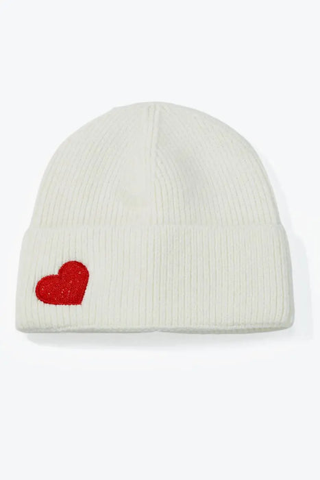 Bonnet uni avec cœur rouge par Collection PREMIER ETAGE • BYREN | ÉLINE L’ATELIER, FROID, NEW