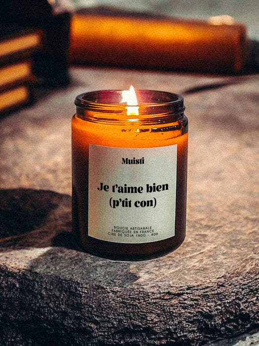 Bougie Parfumée - Je t’aime bien (p’tit con) par MUISTI • FROID, love, made in france, NEW, valentin