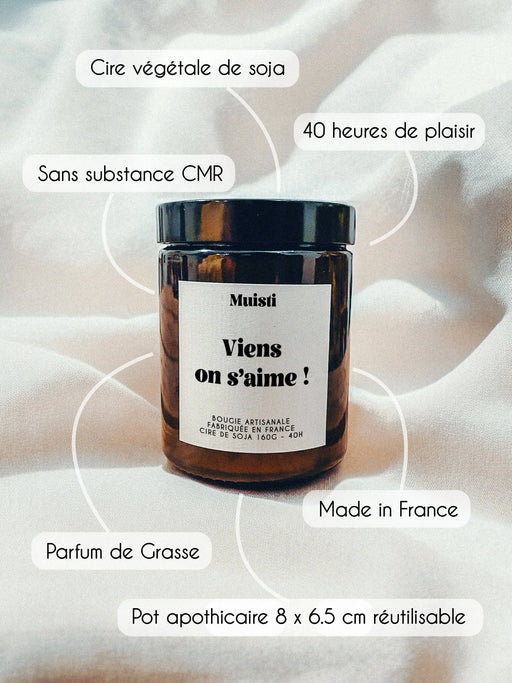 Bougie - Viens on s’aime! par MUISTI • love, made in france, NEW, saint valentin, valentin