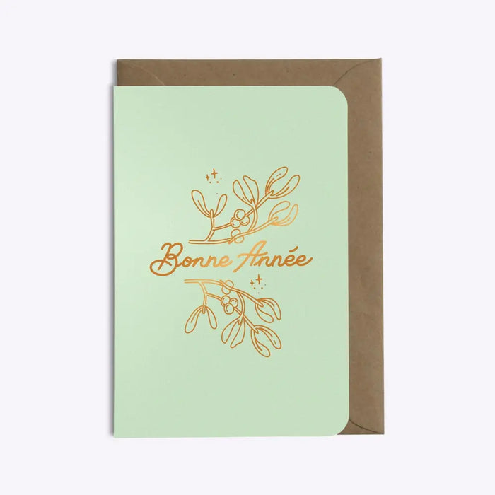 CARTE BONNE ANNEE GUI - VERT D’EAU par Les Éditions du Paon • beau, bureau, CHRISTMAS, célébrer, 