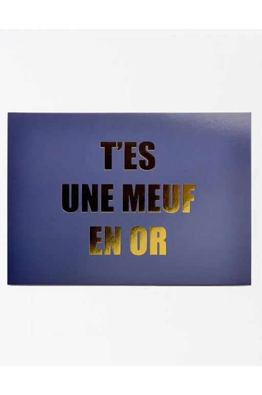 CARTE + ENVELOPPE MEUF EN OR par FELICIE AUSSI • bureau, carte, carte postale, france, humour