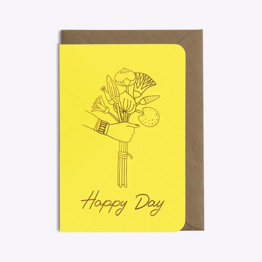 CARTE HAPPY DAY FLOWERS - jaune par Les Éditions du Paon • Amour, beau, bureau, CHRISTMAS, célébrer