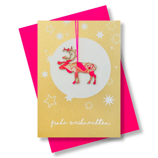 CARTE - MERRY CHRISTMAS GOLD- RENNE par PINK STORIES • baby, christmas, déco, handmade, 
