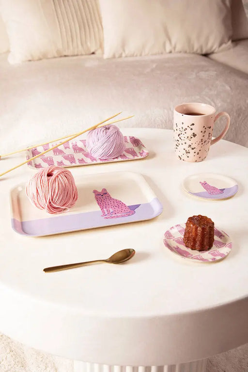 Chat Solitaire - Plateau Café par ALL THE WAYS TO SAY • café, chat, NEW, PETIT DEJEUNER, PINK