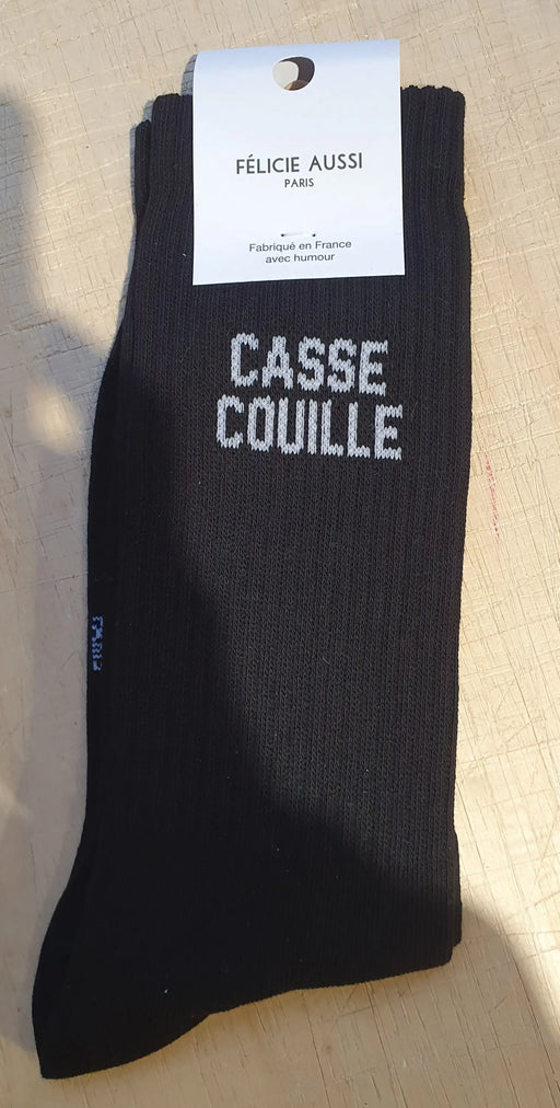 CHAUSSETTE CASSE COUILLE NOIR par FELICIE AUSSI • accessoire, beau, cadeau, chaussette, embellir