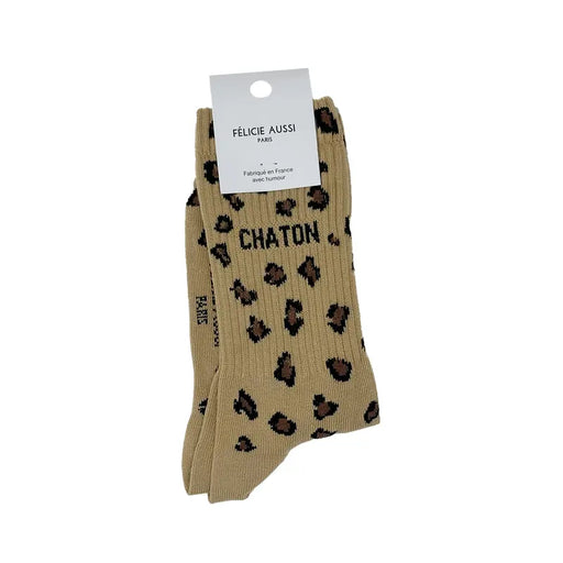 CHAUSSETTES CHATON - léopard sable par FELICIE AUSSI • accessoire, beau, cadeau, chaussette, fashion