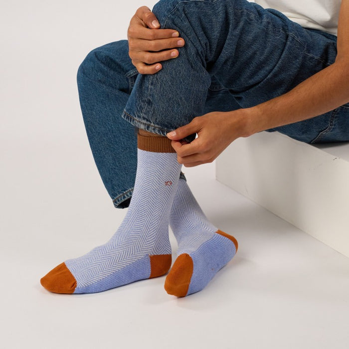 Chaussettes chevrons en coton peigné