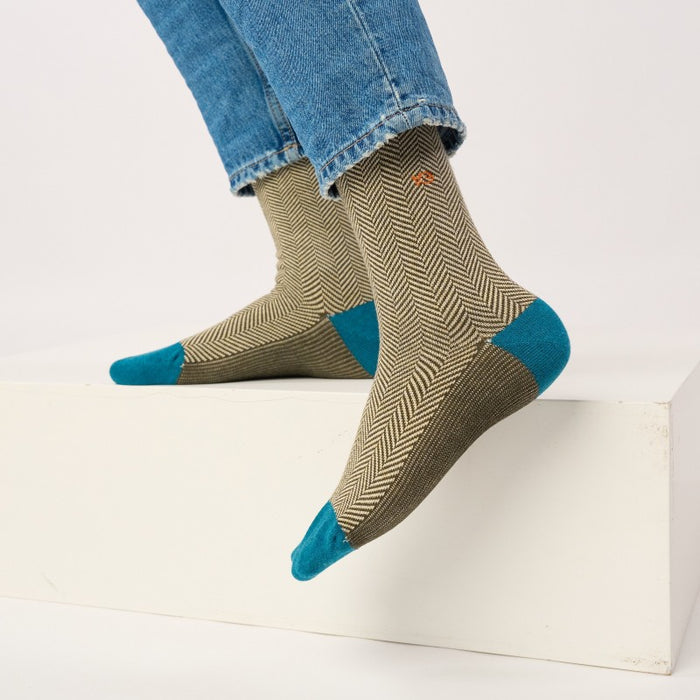 Chaussettes chevrons en coton peigné
