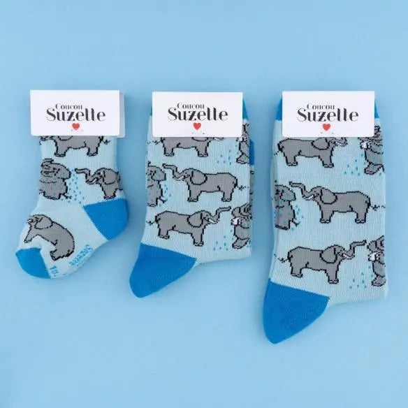 CHAUSSETTES DOUCHE ELEPHANT par COUCOU SUZETTE • accessoire, beau, cadeau, chaussette, embellir