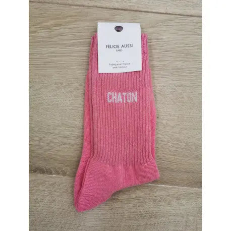 CHAUSSETTES FEMME CHATON ROSE par FELICIE AUSSI • accessoire, beau, cadeau, chaussette, embellir