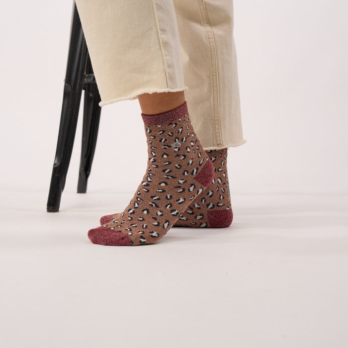 Chaussettes léopard pailletées