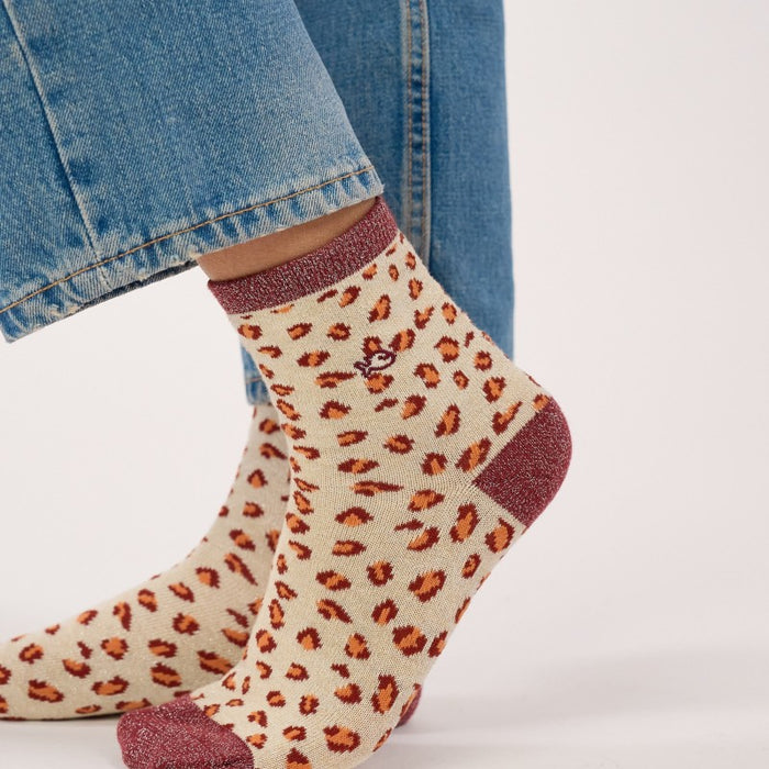 Chaussettes léopard pailletées