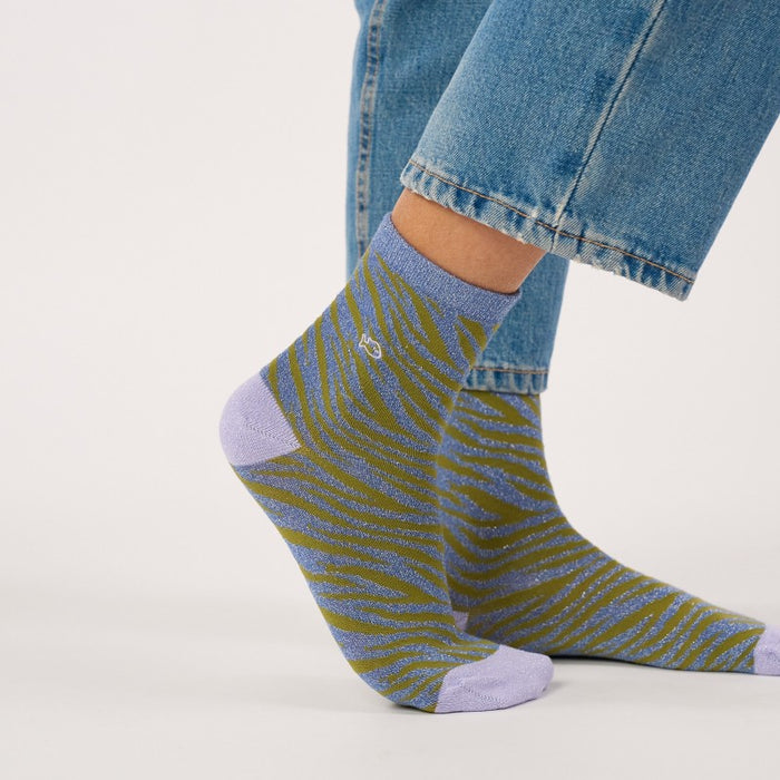 Chaussettes zèbre pailletées