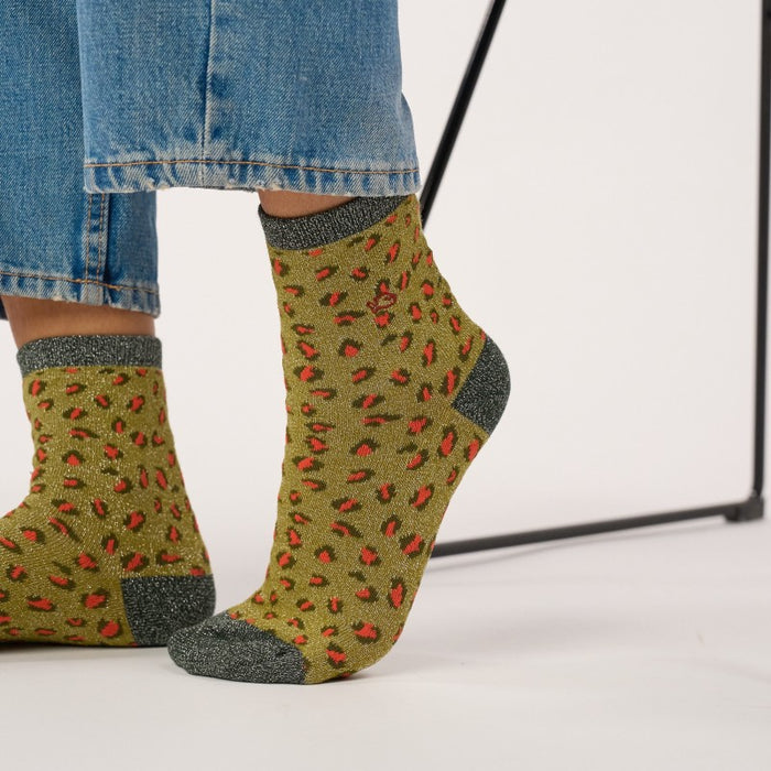 Chaussettes léopard pailletées