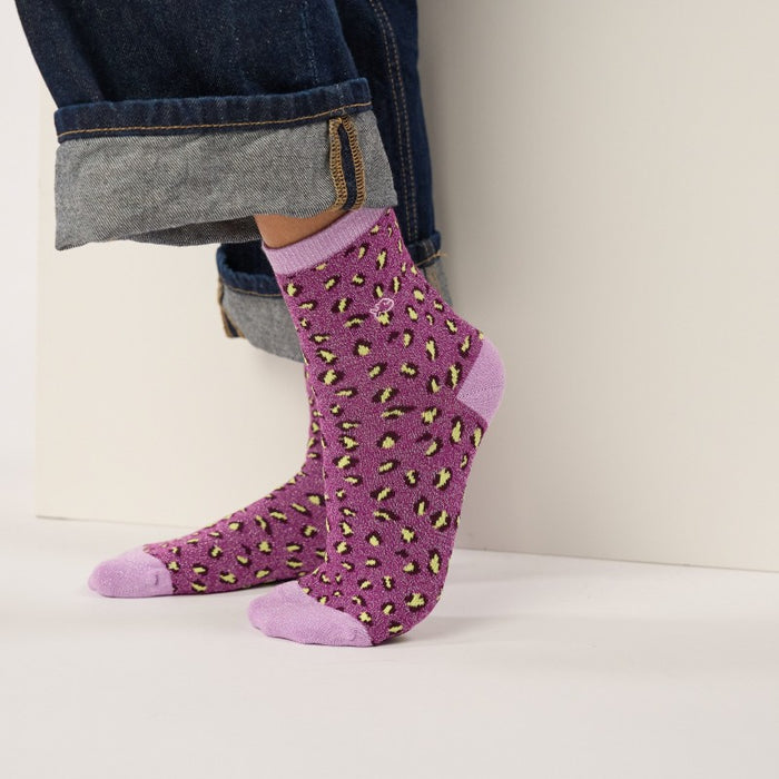 Chaussettes léopard pailletées