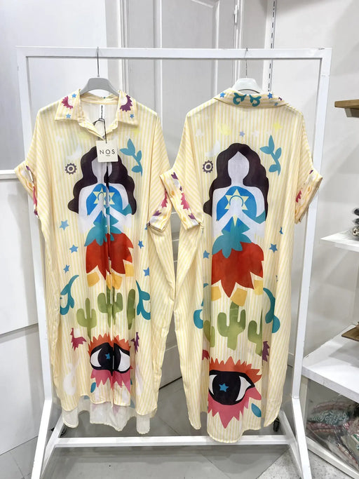 Chemise Robe à manches courtes - “Oeil d’Eté” par Collection PREMIER ETAGE • beau, NEW, NOS,
