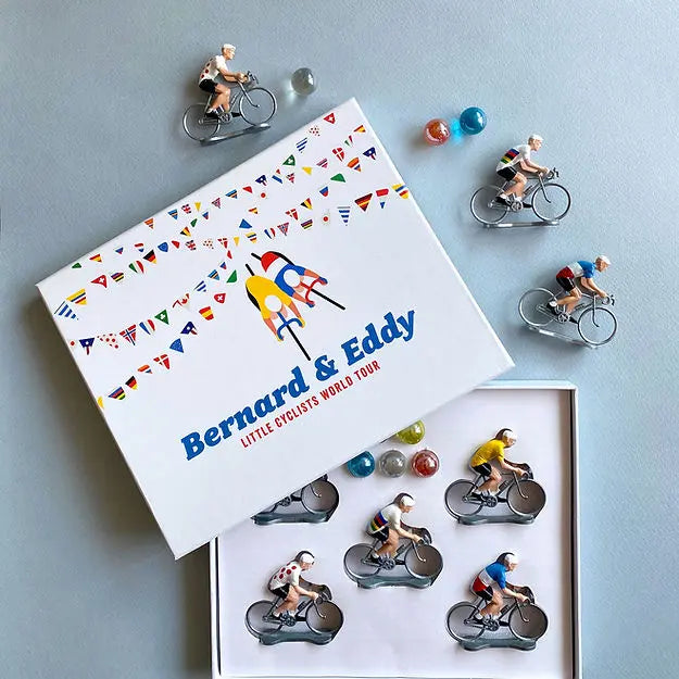 Coffret 5 cyclistes par BERNARD & EDDY • billes, couleurs, eduquer, enfant, joyeux