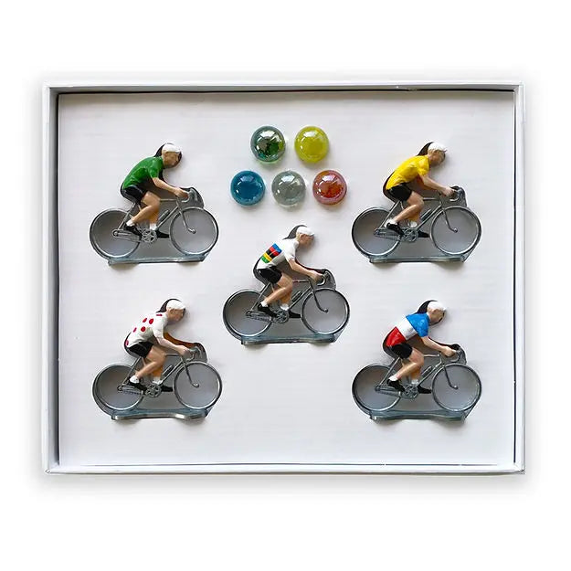 Coffret 5 cyclistes par BERNARD & EDDY • billes, couleurs, eduquer, enfant, joyeux