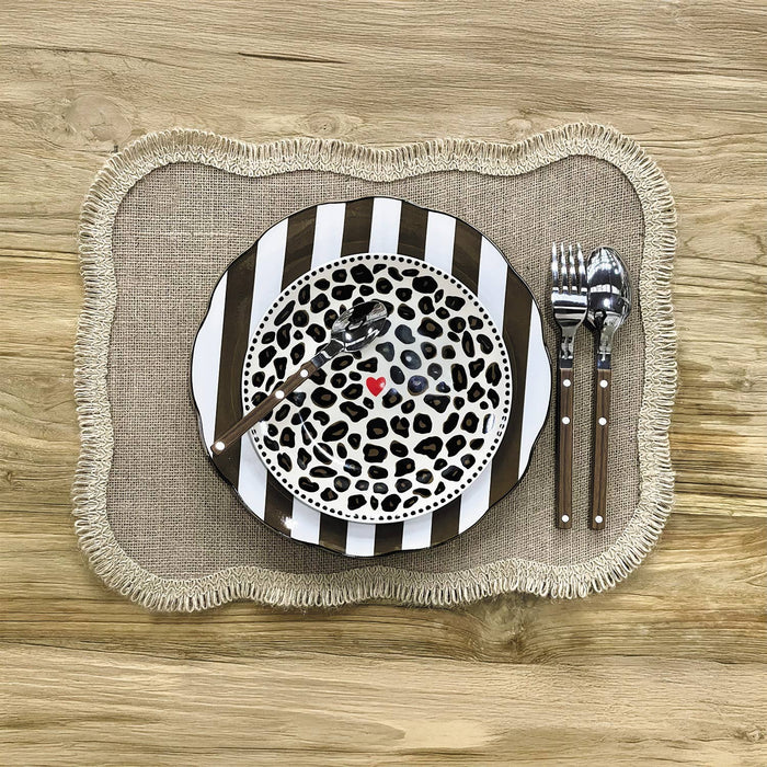 Set de 4 assiettes dessert léopard - D19cm