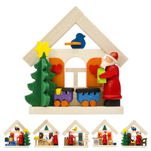 DECORATION DE SAPIN -PERE NOËL /MAISON -6 MOTIFS DIFFERENTS par GRAUPNER HOLZMINIATUREN • 