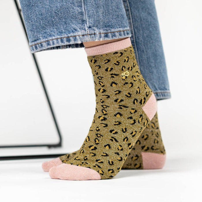Chaussettes léopard pailletées