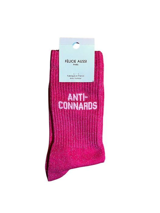 CHAUSSETTES ANTI-CONNARDS - paillettes rose
