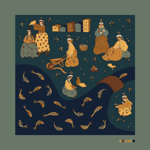 GRAND CARRE EN SOIE - LA CUEILLETTE par KOLORO STUDIO • accessoire, beau, cadeau, embellir, fashion