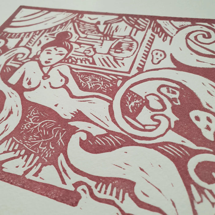 LINOGRAVURE - Opium par CYRILLE MEYER • affiche, ALSACE, fabriqué à la main, handmade, love
