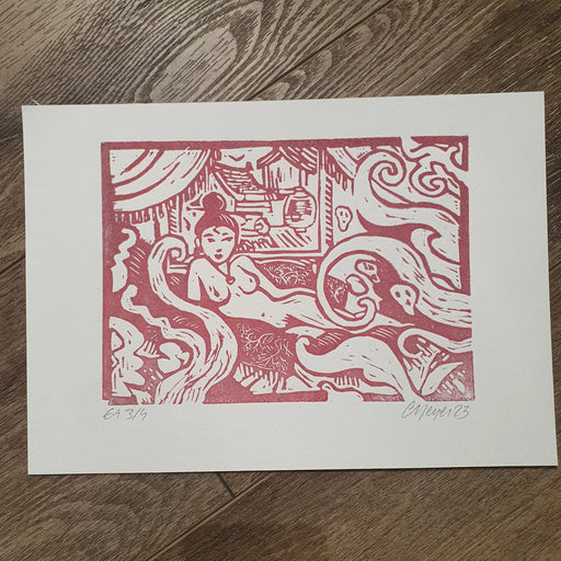 LINOGRAVURE - Opium par CYRILLE MEYER • affiche, ALSACE, fabriqué à la main, handmade, love