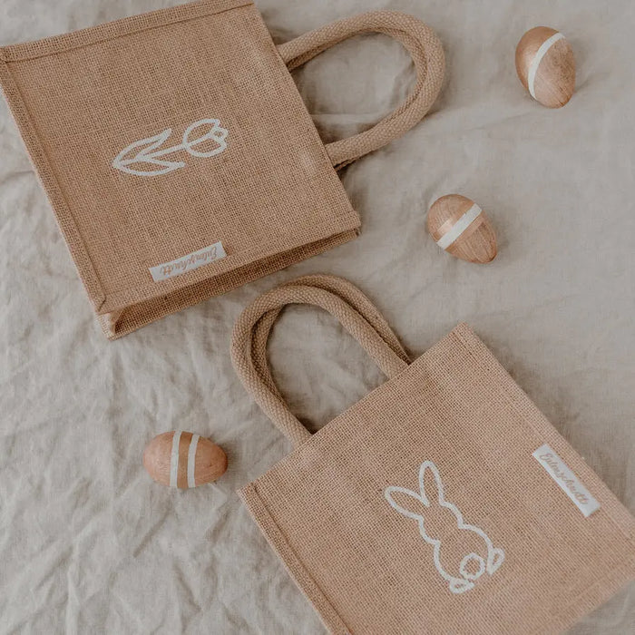 Mini cabas en jute Tulip & Lapin - Lot de 2 par EULENSCHNITT • -15%, café, déco, happyeaster,