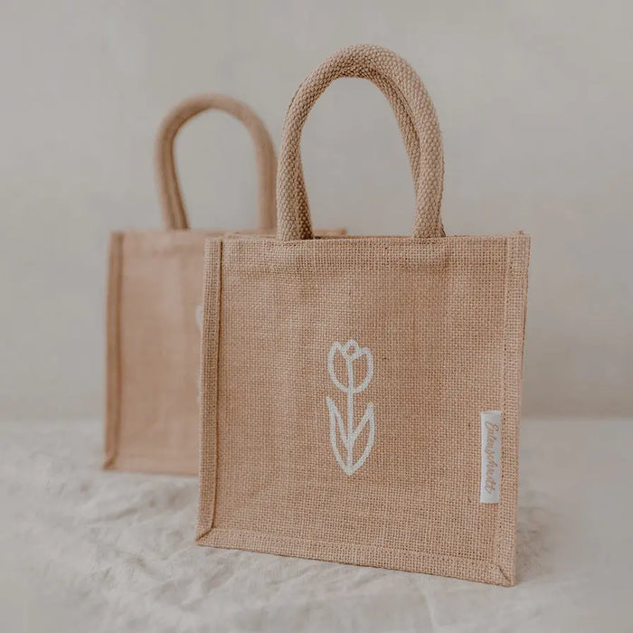 Mini cabas en jute Tulip & Lapin - Lot de 2 par EULENSCHNITT • -15%, café, déco, happyeaster,