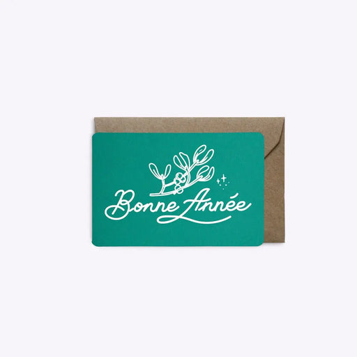MINI-CARTE BONNE ANNEE GUI - émeraude par Les Éditions du Paon • beau, bureau, CHRISTMAS, célébrer, 